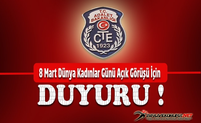 8 Mart Dünya Kadınlar Günü Açık Görüşü Duyurusu