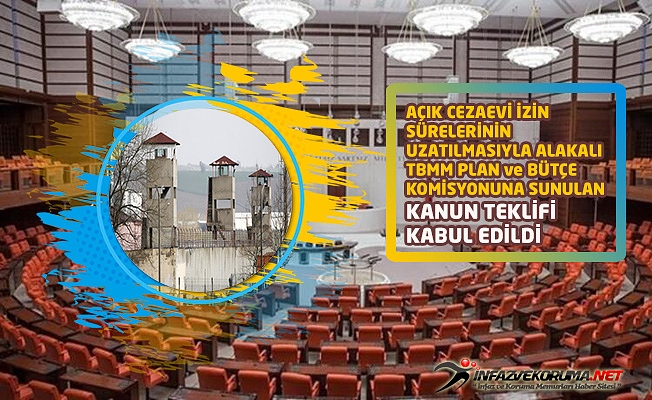 Açık Cezaevi İzin Sürelerinin Uzatılmasıyla Alakalı TBMM Plan ve Bütçe Komisyonuna Sunulan Kanun Teklifi Kabul Edildi