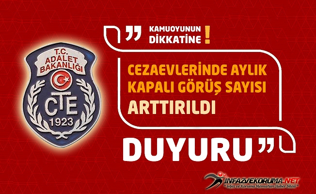 Cezaevlerinde Aylık Kapalı Görüş Sayısı Arttırıldı