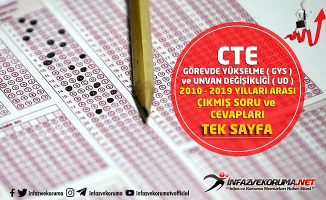CTE Görevde Yükselme ve Unvan Değişikliği Sınavı 2010 - 2019 Yılları Arası Çıkmış Soru ve Cevapları