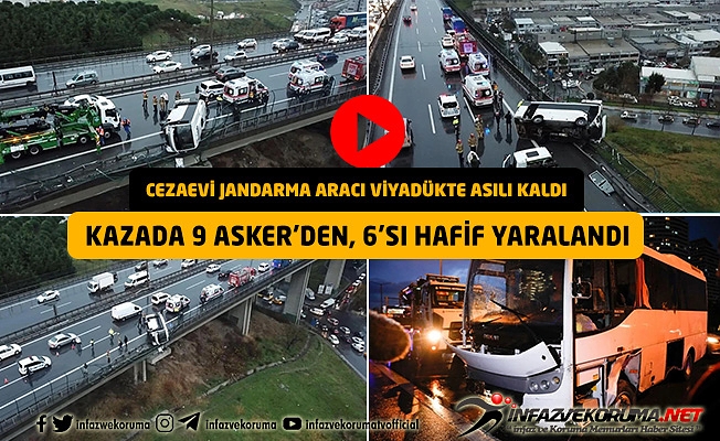 Cezaevi Jandarma Aracı Viyadükte Asılı Kaldı