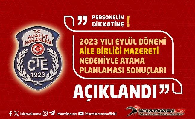 2023 Yılı Eylül Dönemi Aile Birliği Mazereti Nedeniyle Atama Planlaması Sonuçları Açıklandı