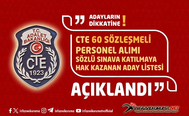 CTE 60 Sözleşmeli Personel Alımı Sözlü Sınava Katılmaya Hak Kazanan Adaylara İlişkin Duyuru