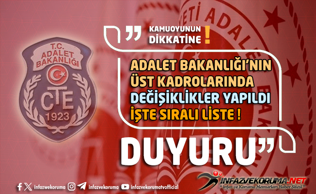 2026 Yılı Adalet Bakanlığında Üst Kadrolarda Değişim ! İşte Ataması Yapılan İsimlerin Sıralı Listesi