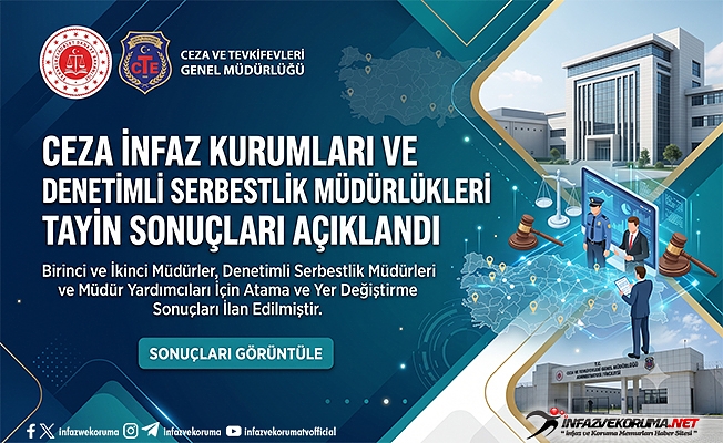 2026 Yılı Yaz Kararnamesi: Ceza İnfaz Kurumu ve Denetimli Serbestlik Müdürleri Tayin Sonuçları Açıklandı