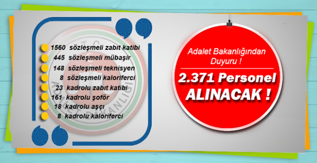 Adalet Bakanlığından Duyuru !  2371 Personel Alınacak !