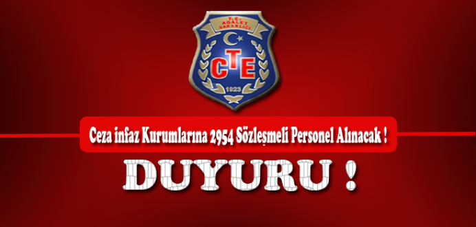Ceza İnfaz Kurumlarına 2954 Sözleşmeli Personel Alınacak !