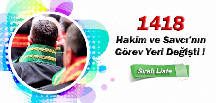 1418 Hakim ve Savcı'nın Görev Yeri Değişti ! Sıralı Liste...