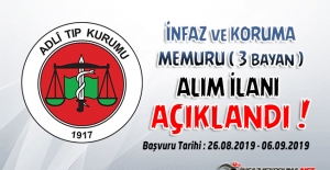 Adli Tıp Kurumu 3 Bayan İnfaz ve Koruma Memuru Alımı Yapacak