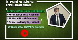 İP Mersin MV. Zeki Hakan SIDALI'nın İnfaz ve Koruma Memurları Konulu 09 Nisan 2020 Tarihli TBMM Konuşması