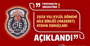 2020 Yılı Eylül Dönemi Aile Birliği (Mazeret) Atama Planlaması Sonuçları Açıklandı