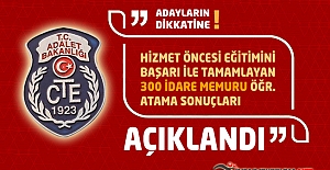 Hizmet Öncesi Eğitimini Başarı ile Tamamlayan 300 İdare Memuru Öğrencisinin Atama Sonuçları Açıklandı