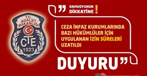 Cezaevlerinde Bazı Hükümlüler İçin Uygulanan İzin Süreleri Uzatıldı