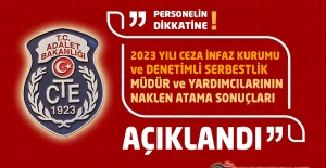 2023 Yılı Ceza İnfaz Kurumu ve Denetimli Serbestlik Müdür ve Yardımcılarının Naklen Atama Sonuçları Açıklandı