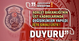 2026 Yılı Adalet Bakanlığında Üst Kadrolarda Değişim ! İşte Ataması Yapılan İsimlerin Sıralı Listesi