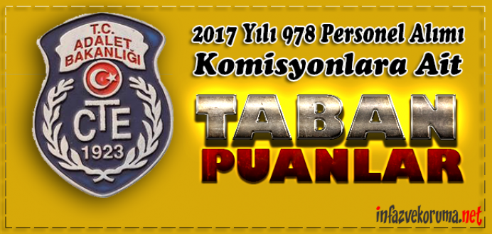 CTE 2017 Yılı 978 Personel Alımı Komisyonlara Ait Taban Puanlar Listesi