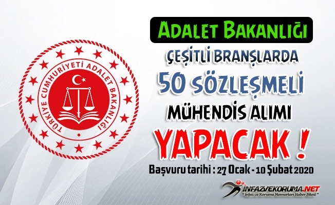 Adalet Bakanlığı Çeşitli Branşlarda 50 Sözleşmeli Mühendis Alımı Yapacak