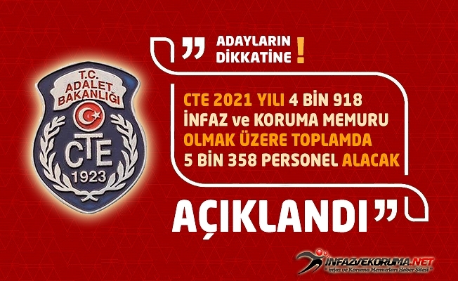 CTE 2021 Yılı 4 Bin 918 İnfaz ve Koruma Memuru Olmak Üzere Toplamda 5 Bin 358 Personel Alacak