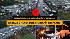 Cezaevi Jandarma Aracı Viyadükte Asılı Kaldı