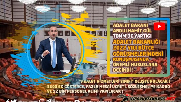 Adalet Bakanı GÜL, TBMM'de Yaptığı Konuşmasında " Adalet Hizmetleri Sınıfını Oluşturacağız " Dedi.